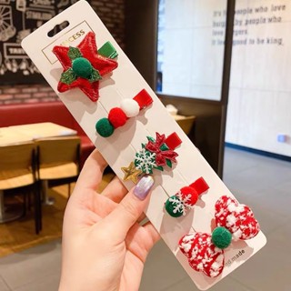  Set 5 Kẹp Tóc Mái Họa Tiết Giáng Sinh Noel Hoạt Hình Dễ Thương - Phụ Kiện Kẹp Tóc 