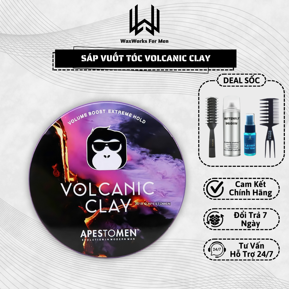 Sáp Vuốt Tóc Nam Volcani.c Clay 80g - Giữ Nếp 24h, Mùi Hương Nhẹ Nhàng, Phù Hợp Mọi Kiểu Tóc