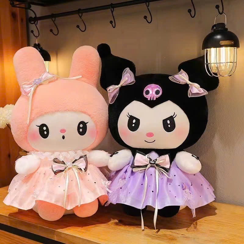 Gấu Bông Kuromi váy nơ dễ thương sang trọng, thú nhồi bông kuromi cao cấp, quà tặng sinh nhật cho bé