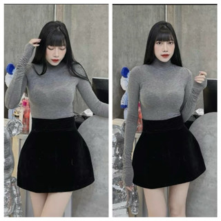 Chân Váy Nhung Bigsize Cạp Viền Chỉ 40-80kg Dáng A Xoè Phồng, Váy Nữ Cạp Cao Có Lót Quần