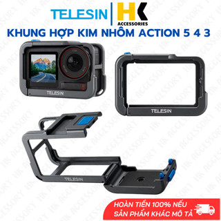 Khung nhôm Telesin  Action 5 Pro 4 3 bảo vệ Camera toàn diện có ngàm Cold Shoe gắn mic đèn