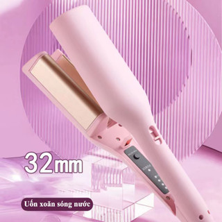 Máy Uốn Tóc Xoăn Sóng Nước Hippie 32mm Chất Liệu Gốm Sứ Ceramic Cao Cấp, Máy Làm Xoăn Sóng Nước Chỉnh Nhiệt