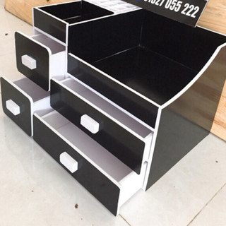 Kệ mỹ phẩm 3 tầng 4 hộc đen