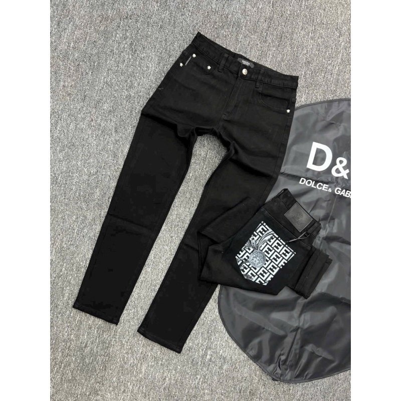quần bò dài nam dk boutique màu đen trơn điểm nhấn hoạ tiết túi,vải dầy mềm co dãn nhẹ giữ phom bền 