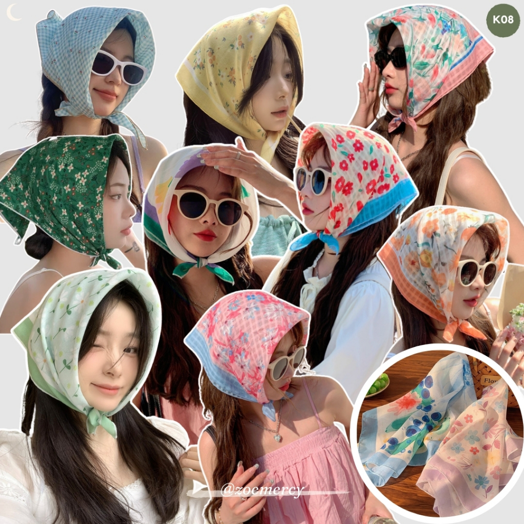 [SẴN]-58cm🍊Khăn Bandana vuông dùng để quàng cổ,trùm đầu,buộc tóc.thắt cùng túi,...phong cách đồng quê Pháp(K08)-P2