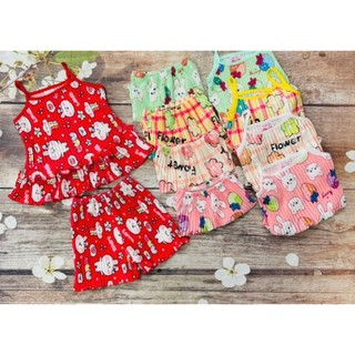 Bộ Lụa  Dây Xếp Li Đính Hoa Bé (6-18kg) (Giao màu ngẫu nhiên)