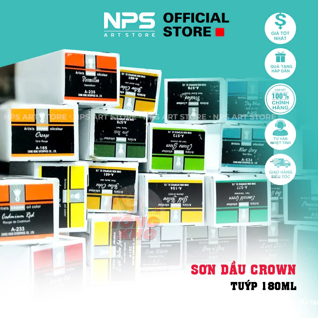 Sơn dầu Đài Loan Crown tuýp 180ml
