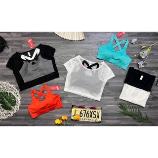 Áo Lưới Croptop Tập Gym, Yoga, Thể Thao