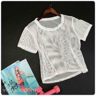 Áo Lưới Croptop Tập Gym, Yoga, Thể Thao