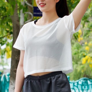 Áo Lưới Croptop Tập Gym, Yoga, Thể Thao