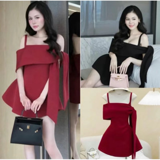 [ BÈO BÉO BIGSIZE ] ĐẦM NỮ 2 DÂY TRỄ VAI XOÈ CỘT NƠ FORM 60-90KG