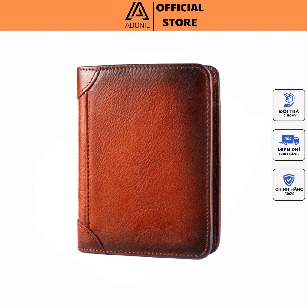 ví nam Adonis AD11 bóp nam da bò cao cấp thiết kế dáng đứng nhiều ngăn đựng tiền đựng thẻ bảo hành 06 tháng chính hãng