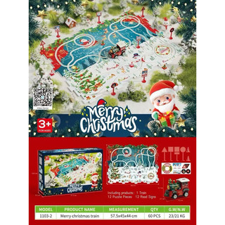 [Khách Hà Nội cần hoả tốc ib shop] Đồ chơi Noel lắp ráp đường ray tàu hỏa với 13ct: 6 miếng ghép, 1 tàu, 6 biển báo