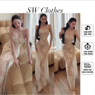Đầm body ống cúp xoè rũ đuôi cá sang chảnh hoạ tiết ren truyền thống ( video shop quay )