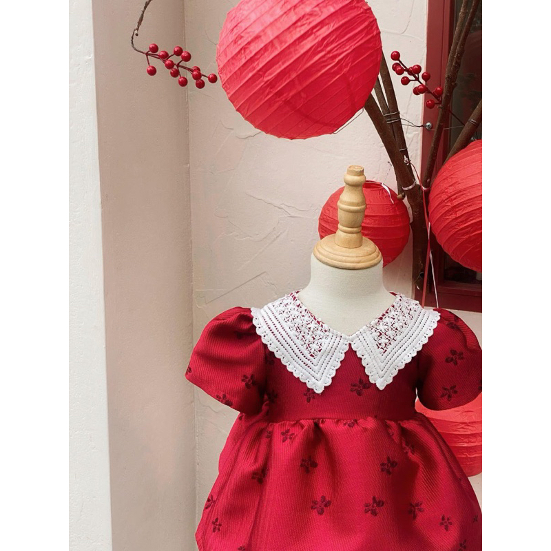 [Hàng chính chủ] Váy đầm đỏ Tết cho bé gái phong cách tây ban nha/lolita/công chúa