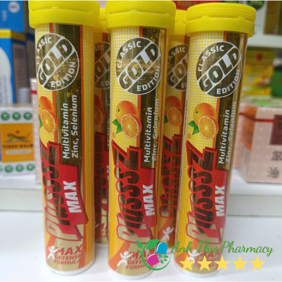 Viên Sủi Plusssz Gold Max Multivitamin Vị Cam Tăng Đề Kháng (Tube 20 Viên)