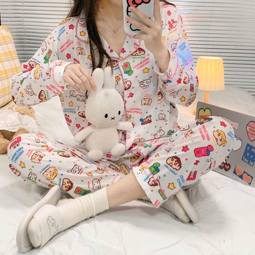 Bộ đồ ngủ pijama mặc cho nữ,Dài Dài ,Đồ ngủ nữ, Đồ bộ mặc nhà,sét bộ pijama mặc nhà SHIN NHÍ