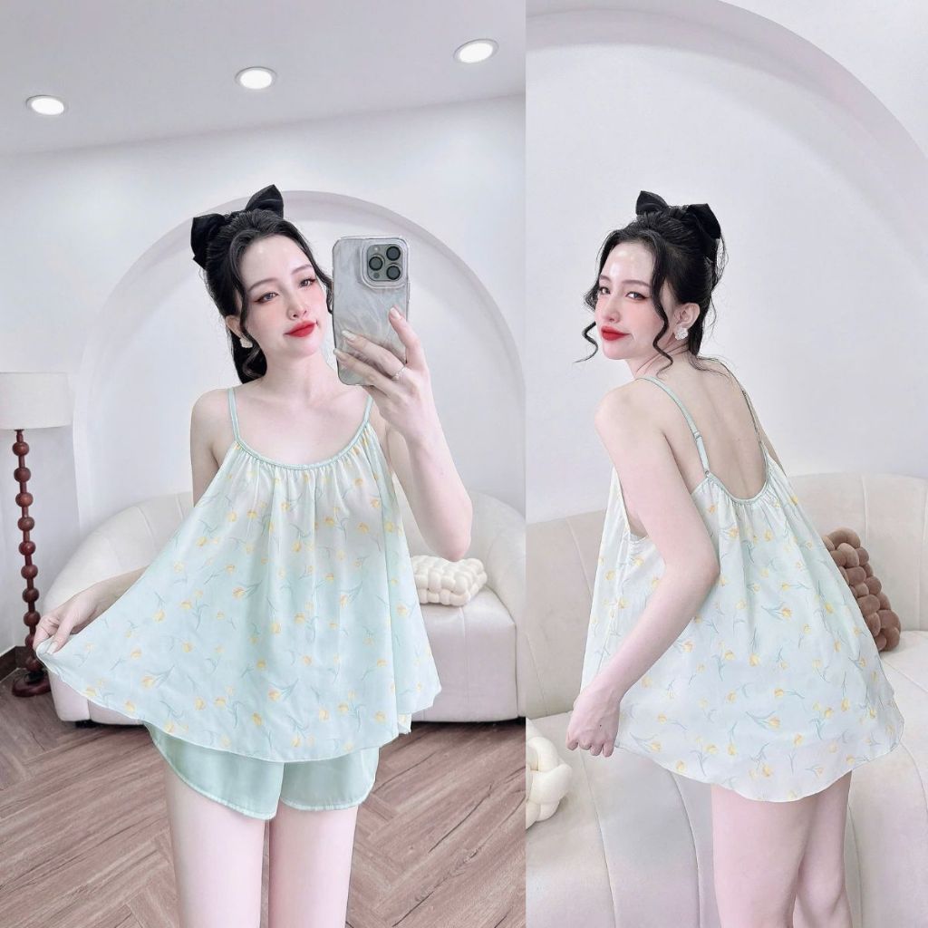 Đồ ngủ nữ BIGSIZE MIKY, Đồ ngủ sexy lụa Chiffon phối Latin cao cấp mềm mại xinh xắn <70kg | BigBuy360 - bigbuy360.vn