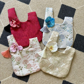  Túi Xách vải Cầm Tay VẢI GẤM phụ kiện thời trang cho quần áo áo dài Trang phục tết 