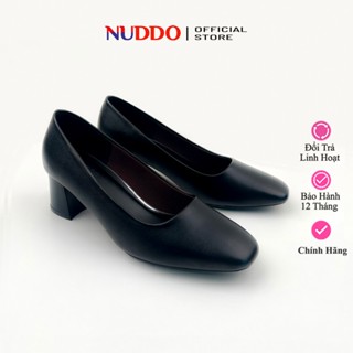 Giày Cao Gót Công Sở Nữ Đế Vuông 5cm, Giày Búp Bê Nữ Mũi Vuông Da Mềm NUDDO NU208