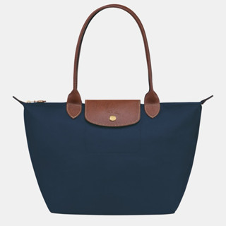  CHÍNH HÃNG - MEDIUM SIZE - TÚI LONGCHAMP LE PLIAGE ORIGINAL M TOTE BAG - NAVY - Túi xách màu xanh đen quai nắp nâu 
