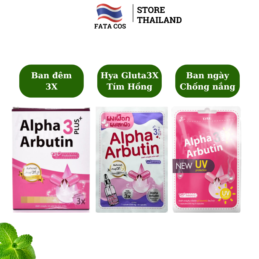 VỈ 10 viên trắng da Alpha Arbutin, viên bột kích trắng thái lan, hỗ trợ trắng da fata co's