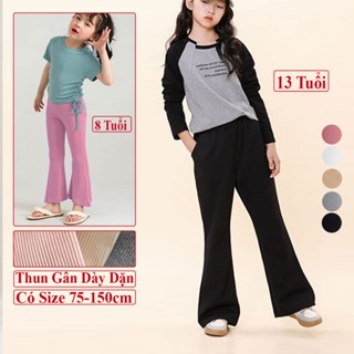  Quần Legging Ống Loe Thun Gân Tăm Thu Đông Cho Bé Gái KooKoo Vải Dày Co Giãn Quần Dài Ống Loe Cho Bé Gái 