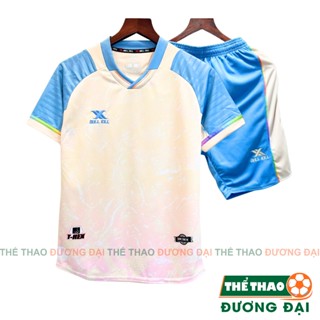 Quần Áo Bóng Đá Thiết Kế DK T Rex Kem Xanh Thun Mè Cao Cấp Thoáng Khí Thể Thao Đương Đại