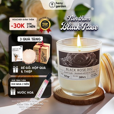 Nến Thơm Dễ Ngủ Hương Black Rose , Làm Quà Tặng, Decor Thơm Phòng Ngủ BST Chill Relax HENY GARDEN