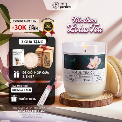Nến Thơm Dễ Ngủ Hương Lotus Tea, Làm Quà Tặng, Decor Thơm Phòng Ngủ BST Chill Relax HENY GARDEN