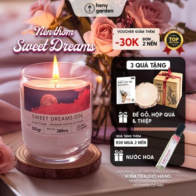Nến Thơm Dễ Ngủ Hương Sweet Dreams, Làm Quà Tặng, Decor Thơm Phòng Ngủ BST Chill Relax HENY GARDEN