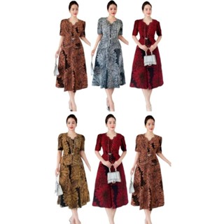 Đầm trung niên cho mẹ đi tiệc dáng vest che bụng thun kim sa hoa to đẹp mắt size lớn 75kg, Đầm vest nhũ giấu bụng cho mẹ