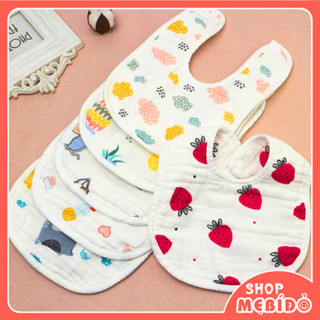 Yếm Vải Xô Vuông 6 Lớp Cúc Bấm Sắc Màu Hai Mặt Siêu Thấm Hút Mềm Mại Cho Bé Ăn Dặm - Shop Mẹ Bí Đỏ