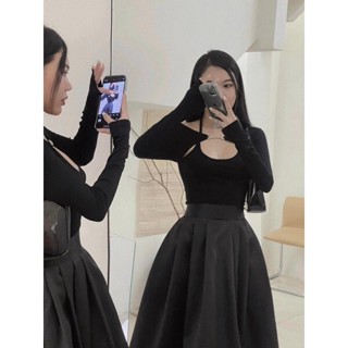 Áo cổ yếm hở ngực trễ vai tay dài sexy quyến rũ thời trang A1612