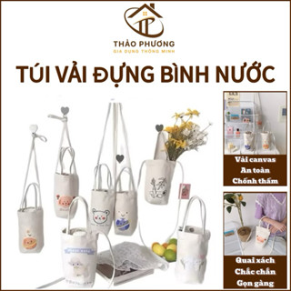 Túi Đựng Ly Giữ Nhiệt Canvas Có Dây Đeo Chéo, Túi Đựng Bình Nước Cách Nhiệt