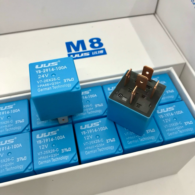 Rơ le 5 chân 12V/24V 100A M8 USS [ CHÍNH HÃNG ]