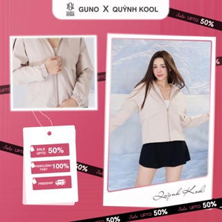 Áo khoác gió thu đông NỮ GUNO 2 lớp lót habutai nắp chéo 24DANU41