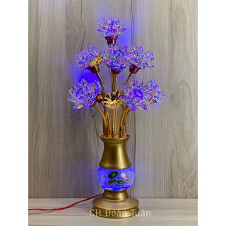 Cặp đèn bình bông pha lê - đèn thờ 9 bông pha lê 3011