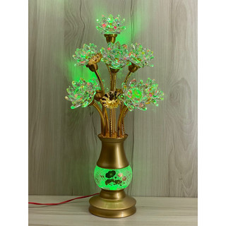 Cặp đèn bình bông pha lê - đèn thờ 9 bông pha lê 3011
