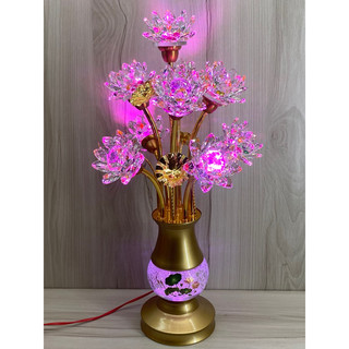 Cặp đèn bình bông pha lê - đèn thờ 9 bông pha lê 3011