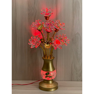 Cặp đèn bình bông pha lê - đèn thờ 9 bông pha lê 3011