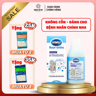 Nước súc miệng HMU Fluor Ortho 250ml cho Chỉnh Nha, Niềng Răng - Được Sáng Chế Bởi Đại Học Y