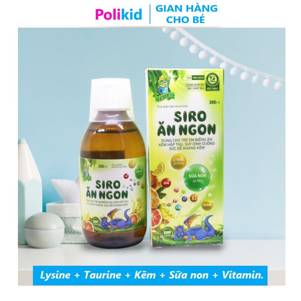 Polikid | Siro Ăn Ngon TASTY - Cho bé Ăn ngon, Kích thích vị giác, Tăng cường hấp thụ - Dkpharma