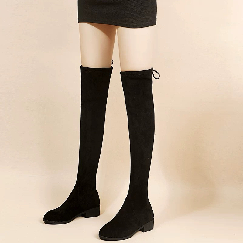 BOOT NỮ CỔ CAO DA LỘN CAO CẤP, BÔT ĐÙI CÓ DÂY BUỘC ÔM CHÂN, LÓT NHUNG MỊN, ẤM. BOOT GÓT VUÔNG