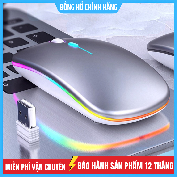 Chuột Không Dây A2 / M100 / T28 Chống Ồn Pin Sạc Không Cần Thay Có Led Đổi Màu Dùng Làm Việc Chơi Ga