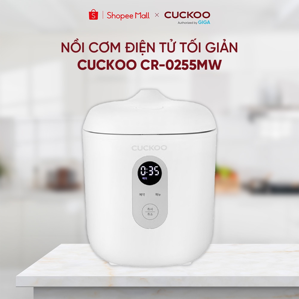 Nồi cơm điện tử tối giản Cuckoo CR-0255MW - Dung tích 0,36L - Chống dính - Nồi cơm mini Cuckoo Bảo h