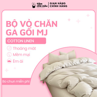 Bộ 4 Món Vỏ Chăn Ga Gối Đũi Muji Basic Hoạ Tiết Stripline Mềm Mịn Thoáng Mát Freesize Tiệm Nhà Mêu