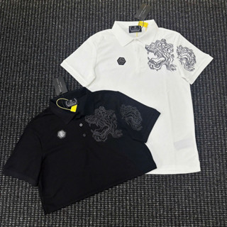 Áo Polo Nam Vai Thêu Hổ Philipp Plein logo Sắt Chất vải cotton cá sấu 2 màu đen trắng 40.95 kg basic boy phố