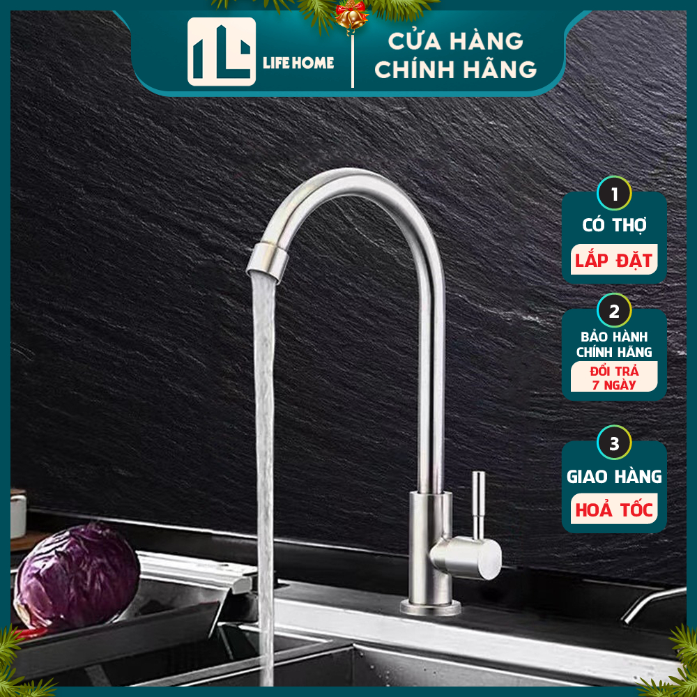 Vòi Rửa Chén Lạnh INOX SUS 304 Cao Cấp - Vòi Rửa Chén Bát INOX SUS 304 LIFE HOME Phù Hợp Với Mọi Nhà