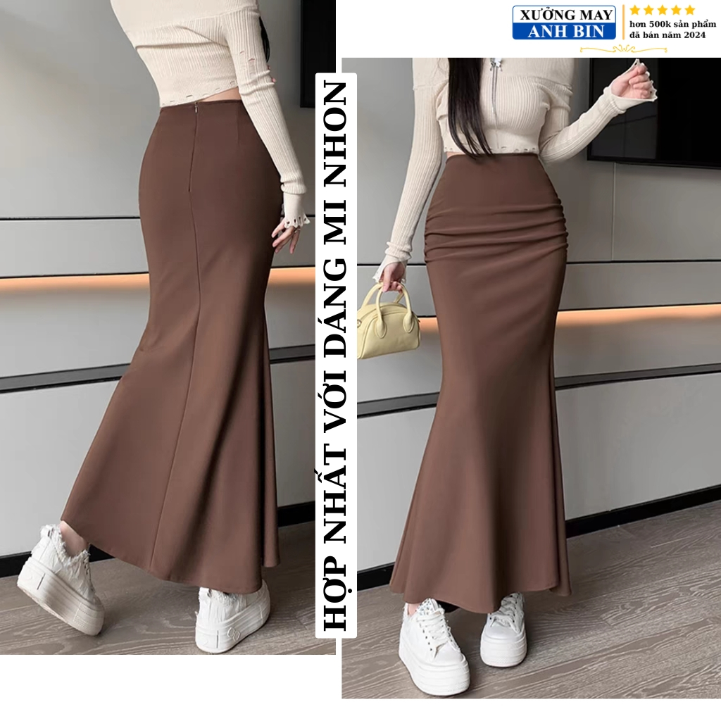 Chân váy đuôi cá dáng dài ôm body, chất UMI dày co giãn thoải mái, phong cách Hàn Quốc quyến rũ sang trọng | BigBuy360 - bigbuy360.vn